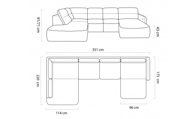 Stūra dīvāns CALVANO XL